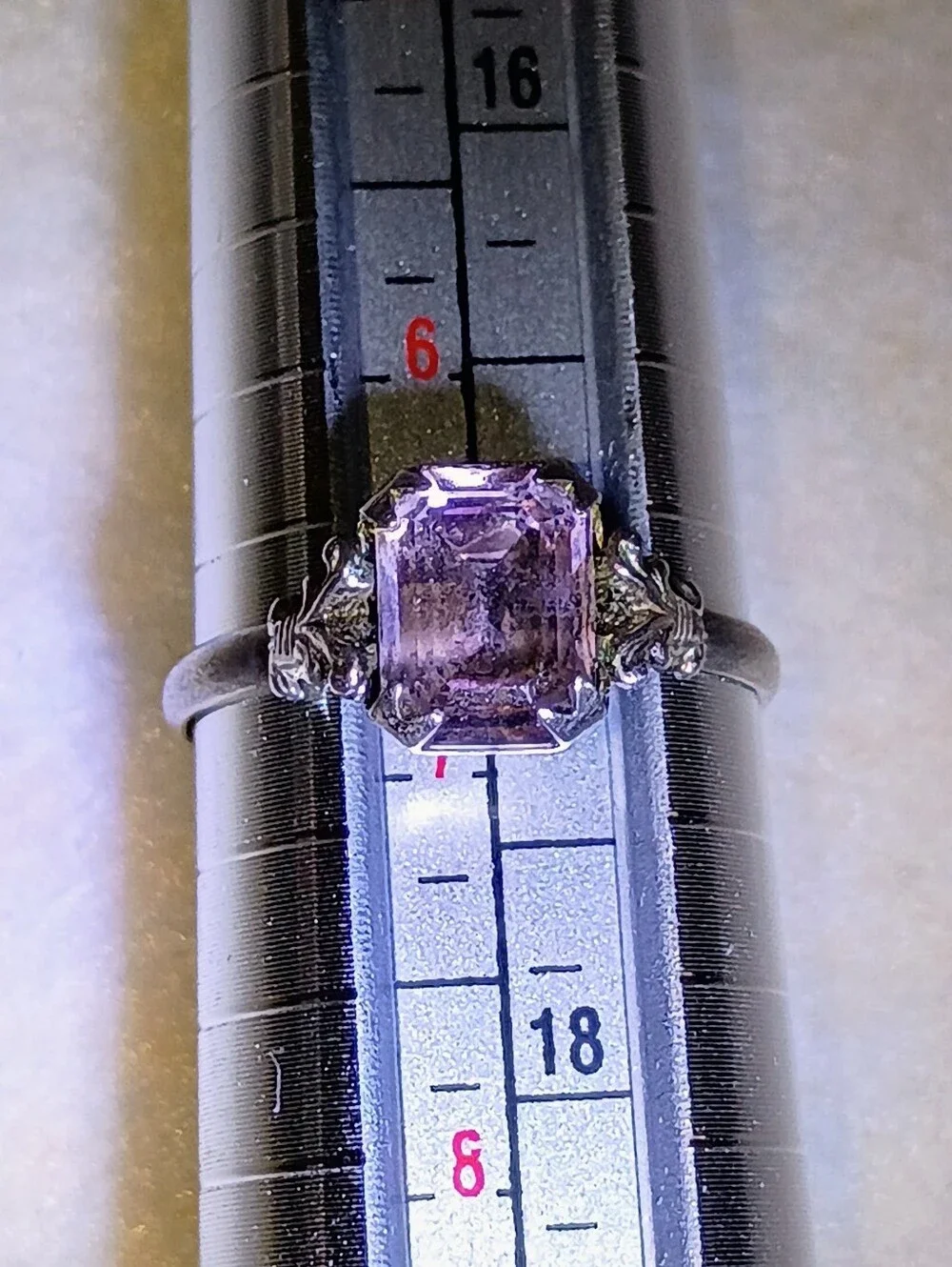 Vintage Sterling Emerald Cut Amethyst Ring Size 7